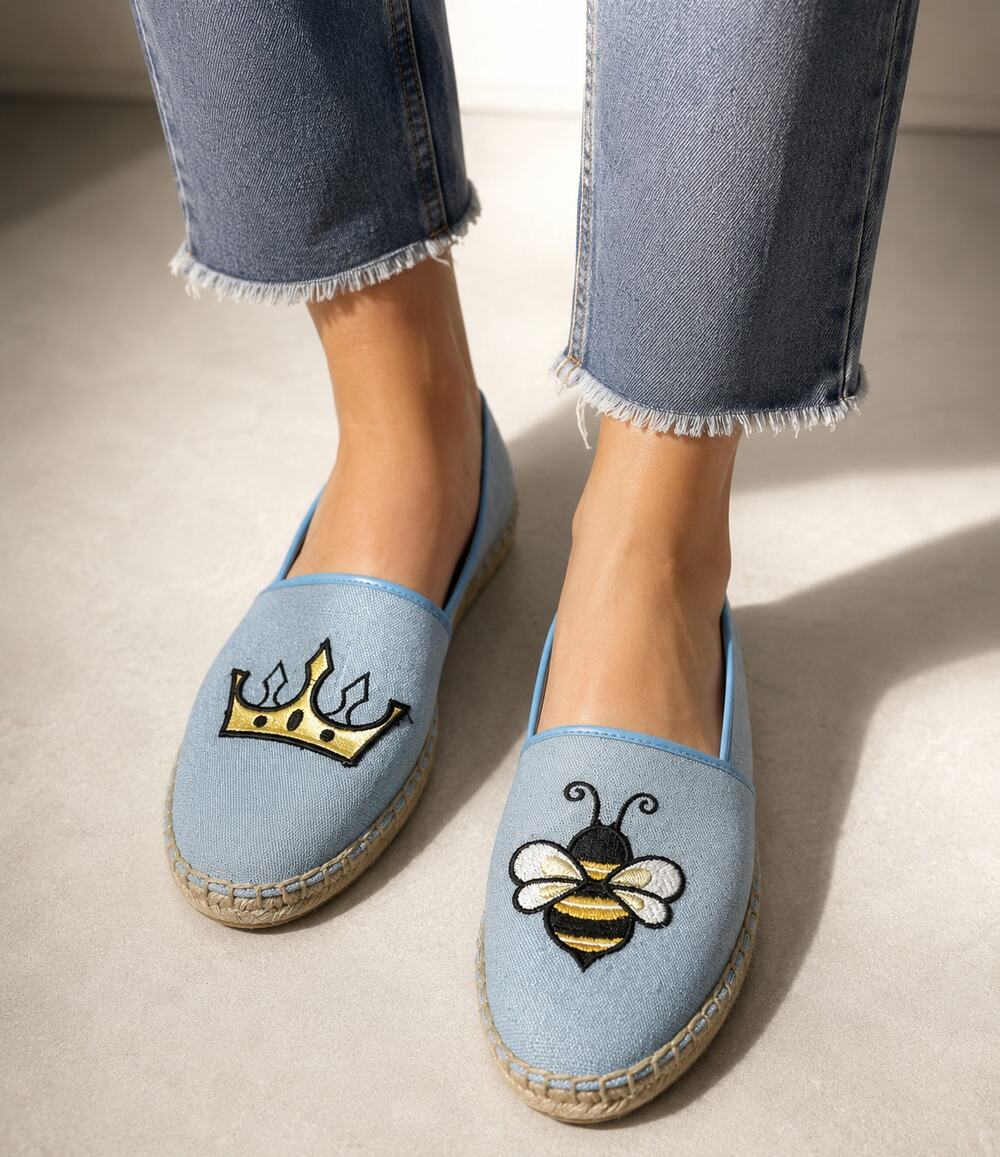 Sam Edelman Circus | Queen Bee Espadrilles Flats Blue Embroidered 7.5